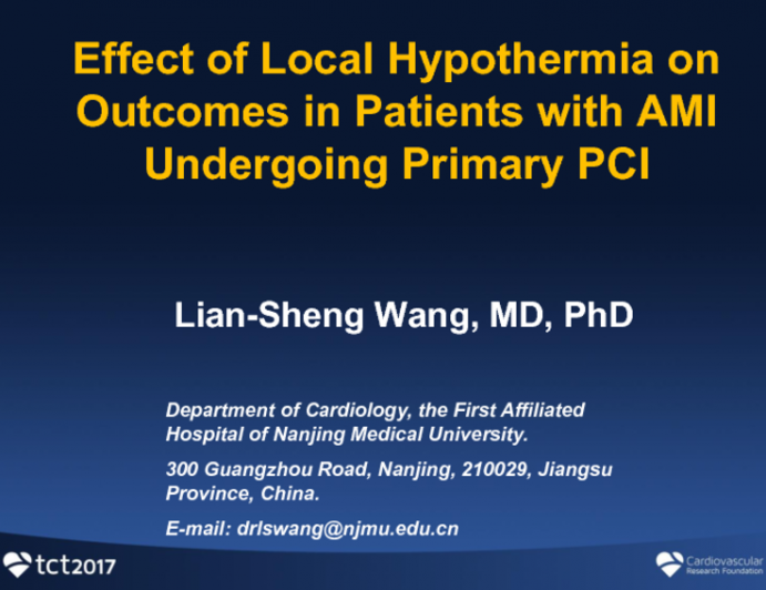 TCT 112: Effect of Local Hypothermia on Outcomes in Patients With ST-segment Elevation Myocardial Infarction Undergoing Primary Percutaneous Coronary Intervention - A Pilot Clinical Study