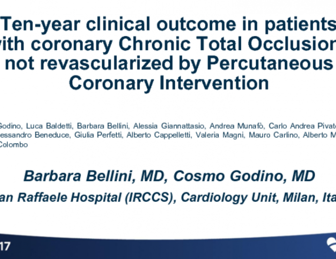 TCT 109: Ten-year Clinical Outcome in Patients With Coronary Chronic Total Occlusions Not Revascularized by Percutaneous Coronary Intervention