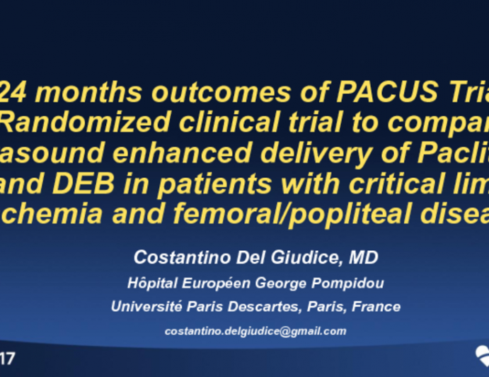 24-Months Outcomes of PACUS Trial: Randomized Clinical Trial to Compare Ultrasound Enhanced Delivery of Paclitaxel and DEB in Patients With Critical Limb Ischemia and Femoral/Popliteal Disease