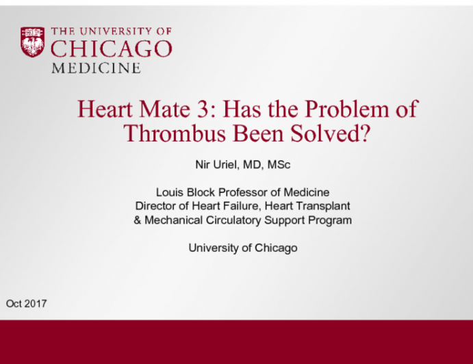 Heart Mate III: Has the Problem of Thrombus Been Solved?
