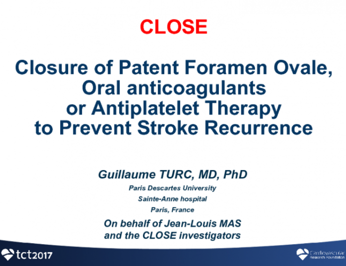 Pivotal PFO Stroke Trial Update II: CLOSE