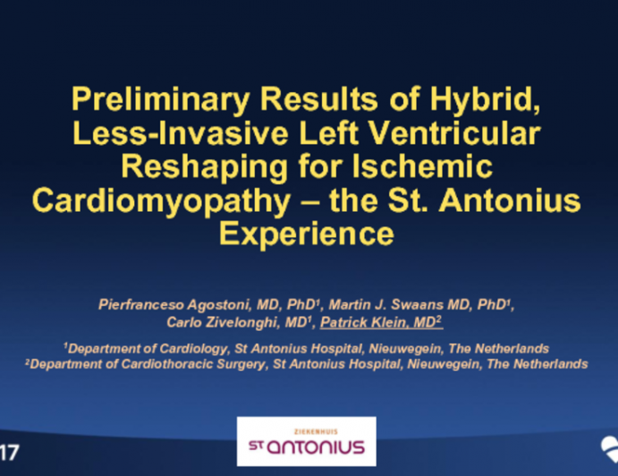 Preliminary Results of Hybrid, Less-Invasive Left Ventricular Reshaping for Ischemic Cardiomyopathy – the St. Antonius Hospital Experience