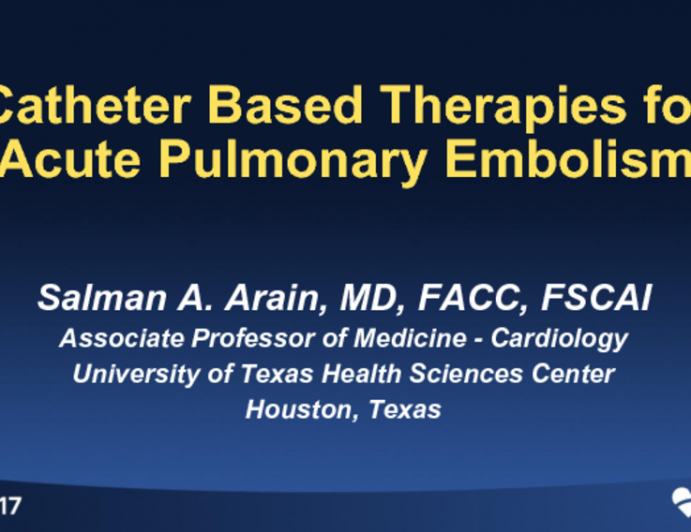 Catheter-Based Interventions for Acute Pulmonary Embolism