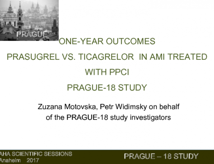 One-Year Outcomes: Prasugrel vs Ticagrelor in AMI Treated With PPCI PRAGUE-18 Study