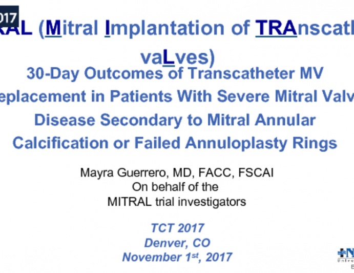 30-Day Outcomes of Transcatheter MV Replacement in Patients With Severe Mitral Valve Disease Secondary to Mitral Annular Calcification or Failed Annuloplasty Rings