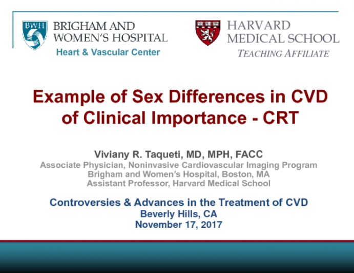 Example of Sex Differences of Clinical Importance
