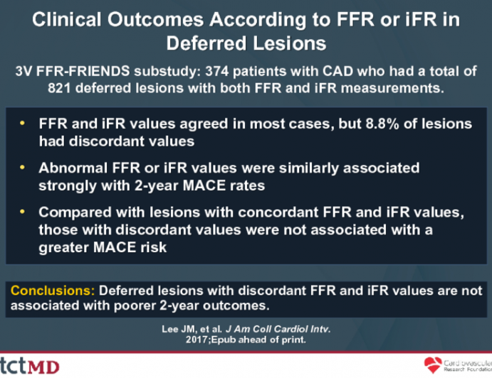 Clinical Outcomes According to FFR or iFR in Deferred Lesions