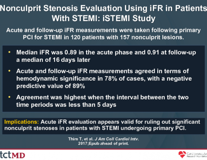 Nonculprit Stenosis Evaluation Using iFR in Patients With STEMI: iSTEMI Study