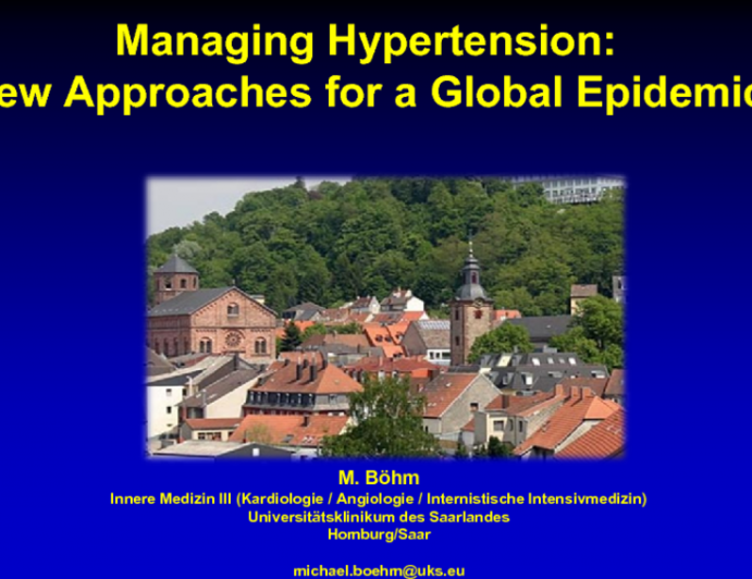 Managing Hypertension:  New Approaches for a Global Epidemic 