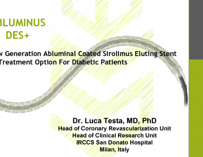 A New Generation Abluminal Coated Sirolimus Eluting Stent  As A Treatment Option For Diabetic Patients