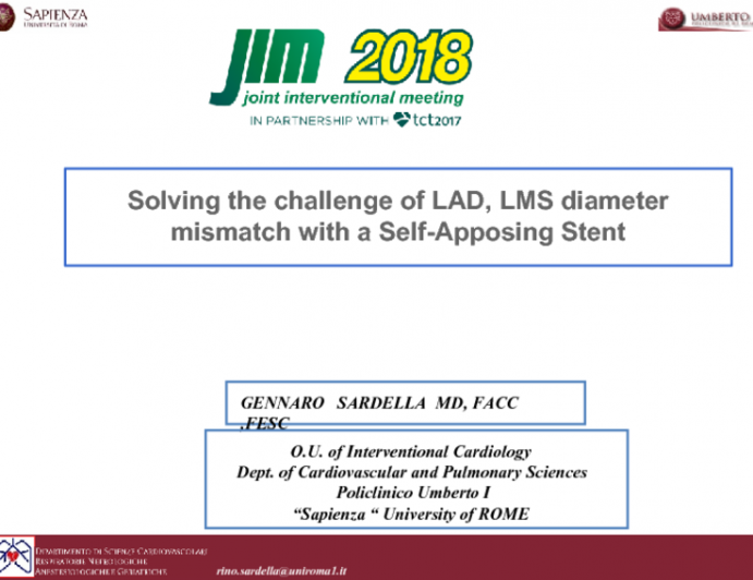 Solving the challenge of LAD, LMS diameter mismatch with a Self-Apposing Stent