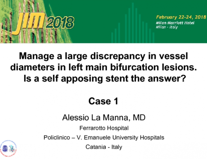 Manage a large discrepancy in vessel diameters in left main bifurcation lesions.  Is a self apposing stent the answer?