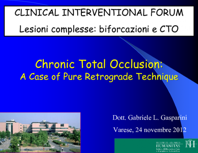 Chronic Total Occlusion: A Case of Pure Retrograde Technique