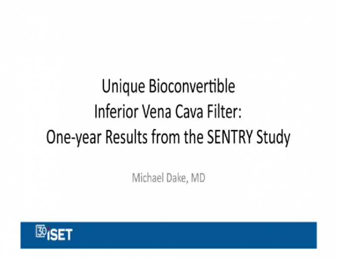 Unique Bioconvertible Inferior Vena Cava Filter: One-year Results from the SENTRY Study