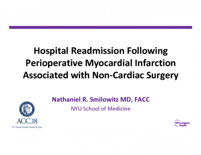 Hospital Readmission Following Perioperative Myocardial Infarction Associated with Non-Cardiac Surgery