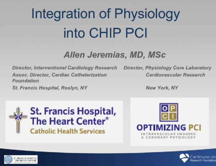 Integration of Physiology  into CHIP PCI 