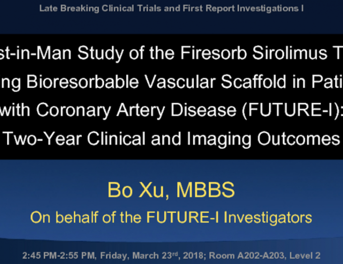 A First-in-Man Study of the Firesorb Sirolimus Target Eluting Bioresorbable Vascular Scaffold in Patients with Coronary Artery Disease (FUTURE-I): Two-Year Clinical and Imaging Outcomes 