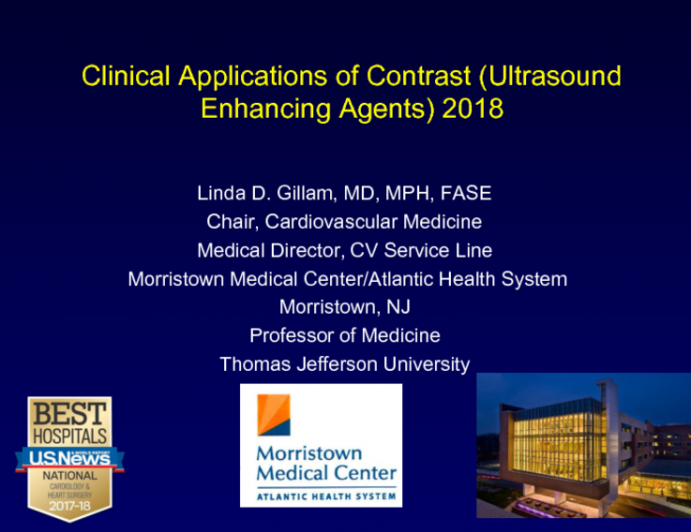 Clinical Applications of Contrast (Ultrasound Enhancing Agents) 2018