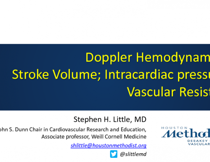 Doppler Hemodynamics 1: Stroke Volume; Intracardiacpressure & Vascular Resistance