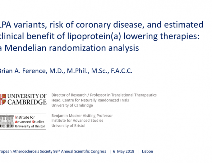 LPA variants, risk of coronary disease, and estimated clinical benefit of lipoprotein(a) lowering therapies: a Mendelian randomization analysis