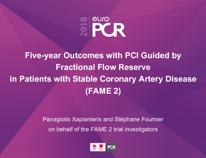 Five-year Outcomes with PCI Guided by Fractional Flow Reservein Patients with Stable Coronary Artery Disease(FAME 2)