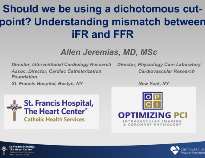Should we be using a dichotomous cut-point? Understanding mismatch between iFR and FFR 
