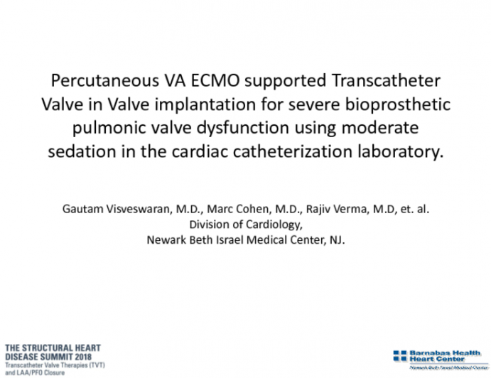 Percutaneous VA ECMO Supported Transcatheter Valve-in-Valve Implantation for Severe Bioprosthetic Pulmonic Valve Dysfunction Using Moderate Sedation in the Cardiac Catheterization Laboratory