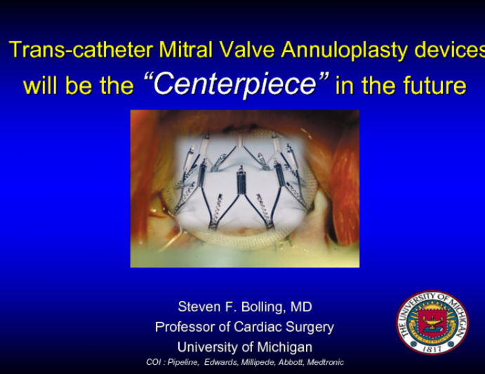 Transcatheter Mitral Annuloplasty Devices Will Be the "Centerpiece" in the Future