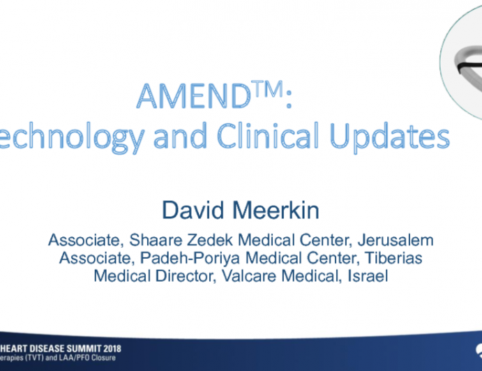 Valcare AMEND Progressing: Technology and Clinical Updates