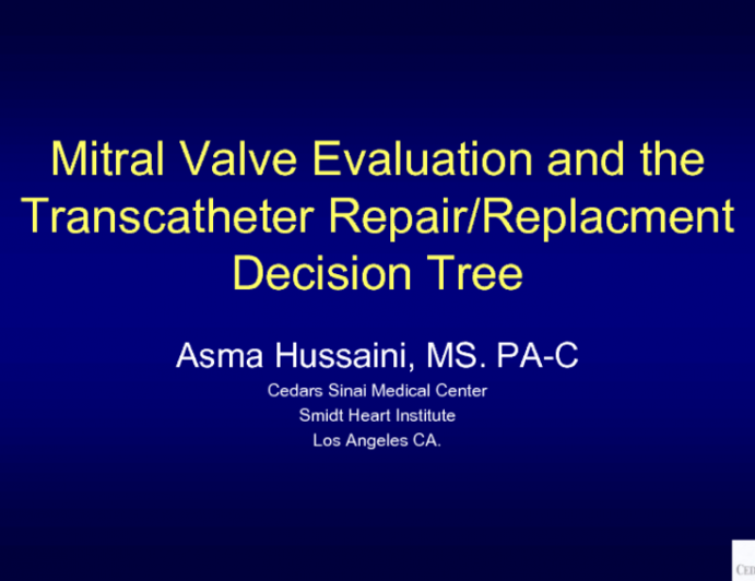 Mitral Valve Evaluation and the Transcatheter Repair/Replacement Decision Tree
