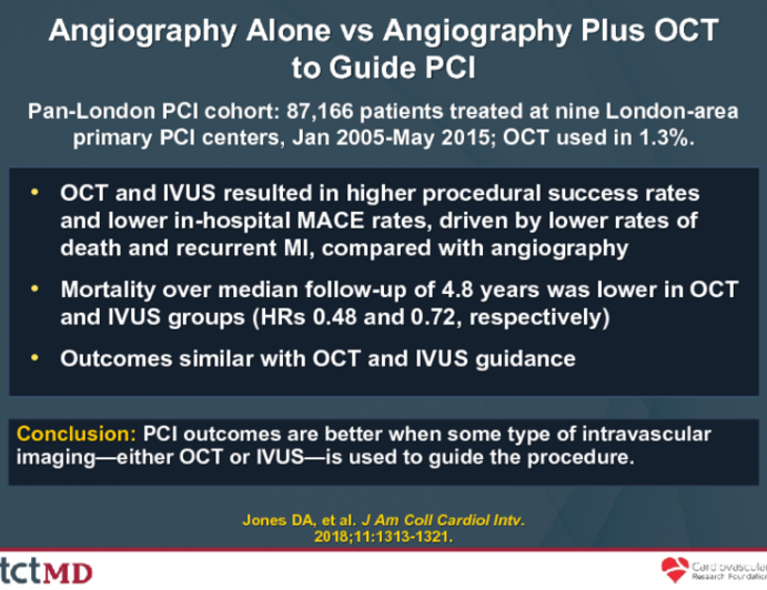 Angiography Alone vs Angiography Plus OCT to Guide PCI