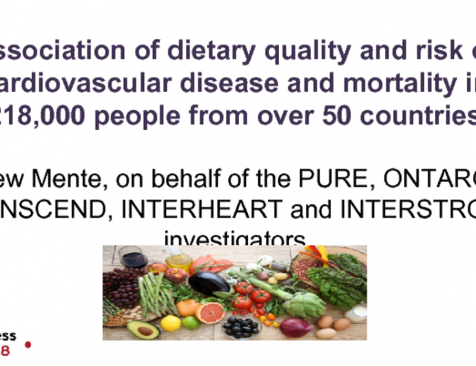 Association of dietary quality and risk of cardiovascular disease and mortality in 218,000 people from over 50 countries