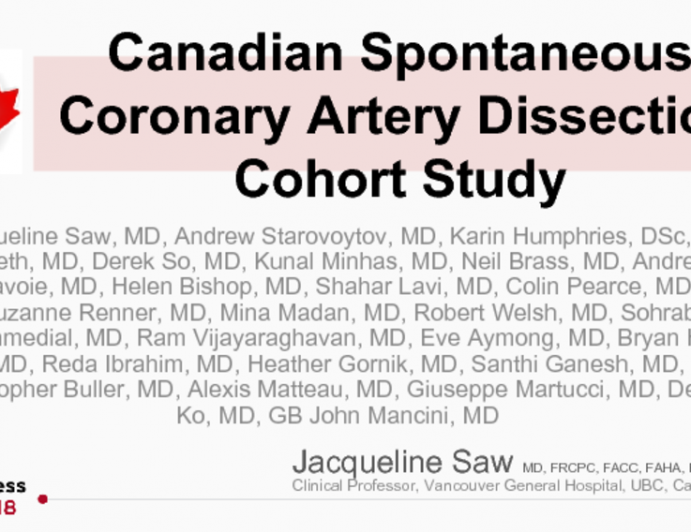 Canadian Spontaneous Coronary Artery Dissection Cohort Study 