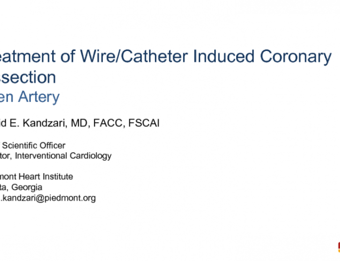 Treatment of Wire/Catheter Induced Coronary Dissection Open Artery