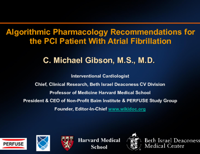 Algorithmic Pharmacology Recommendations for the PCI Patient With Atrial Fibrillation