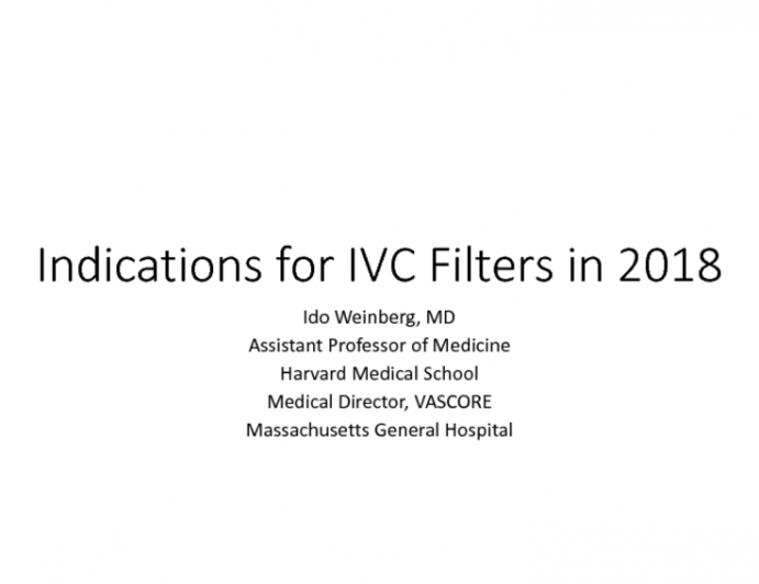 Indications for IVC Filters in 2018