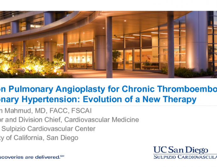 Balloon Pulmonary Angioplasty for CTEPH: Evolution of a New Therapy for CTEPH