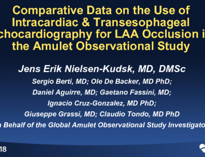 TCT-104: Comparative Data on the Use of Intracardiac and Transesophageal Echocardiography for Left Atrial Appendage Occlusion in the Amulet Observational Study