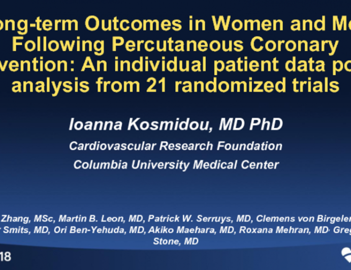 TCT-120: Long-term Outcomes in Women and Men Following Percutaneous Coronary Intervention: An Individual Patient Data Pooled Analysis from 21 Randomized Trials