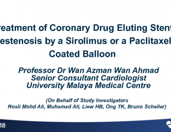 Treatment of Coronary Drug Eluting Stent Restenosis by a Sirolimus or a Paclitaxel Coated Balloon (B. Braun)