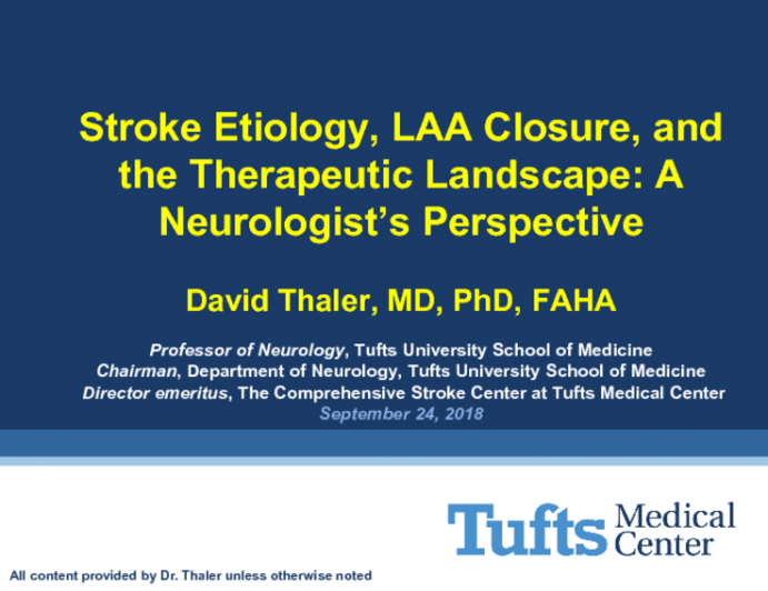 Stroke Etiology, LAA Closure, and the Therapeutic Landscape: A Neurologist's Perspective
