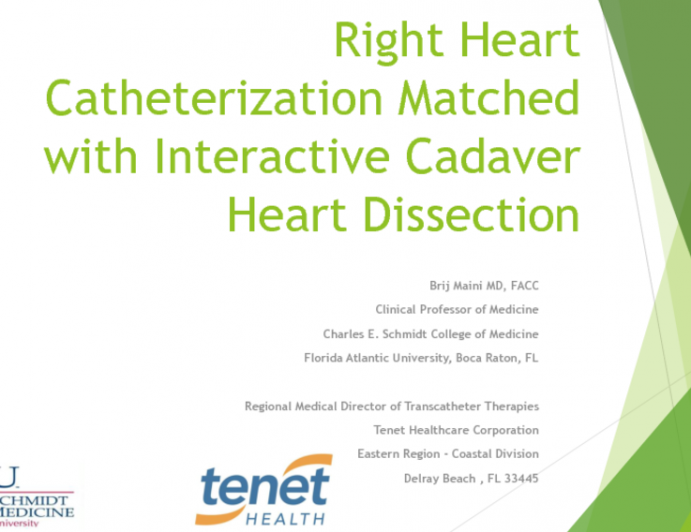 Right Heart Catheterization Matched with Interactive Cadaver Heart Dissection
