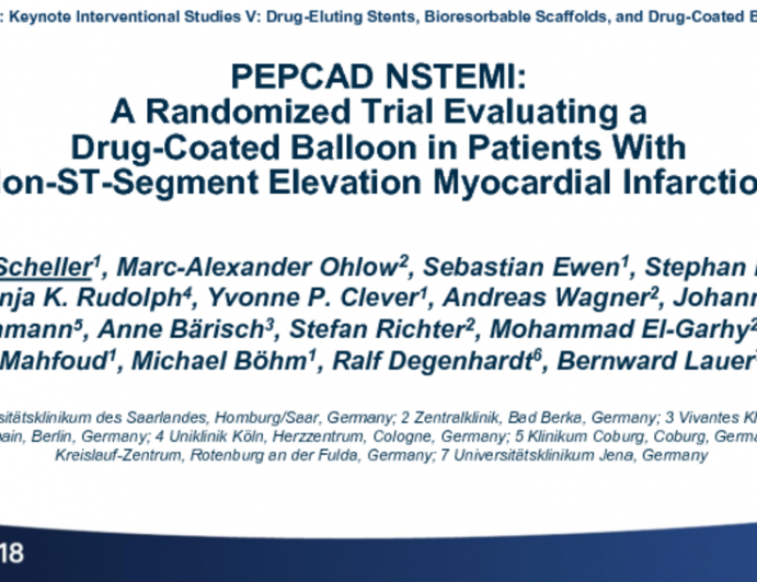 PEPCAD NSTEMI: A Randomized Trial Evaluating a Drug-Coated Balloon in Patients With Non-ST-Segment Elevation Myocardial Infarction