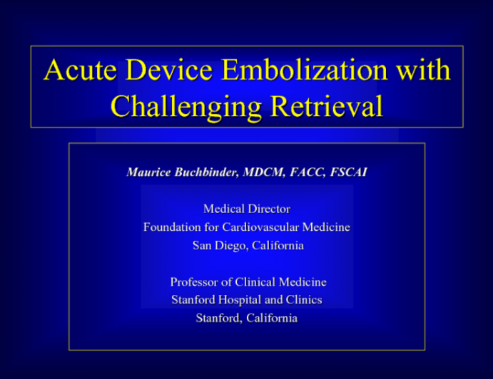 Case #1: Acute LAA Closure Device Embolization With Challenging Retrieval