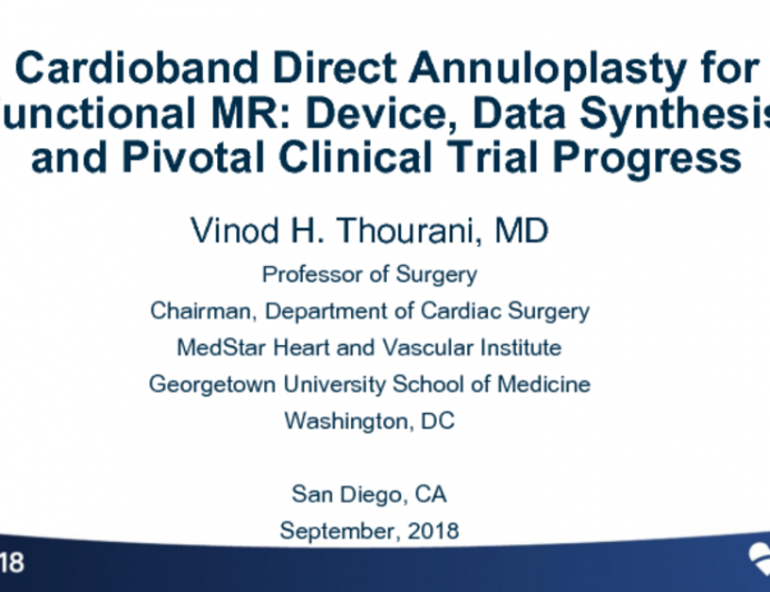 Cardioband Direct Annuloplasty for Functional MR: Device, Data ...