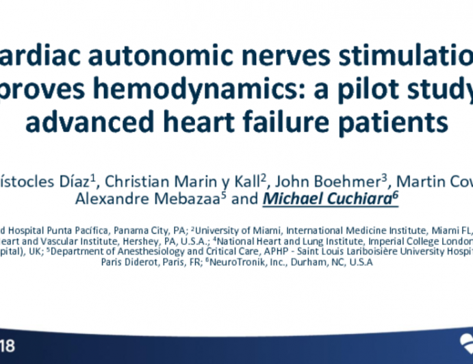 Cardiac Autonomic Nerves Stimulation Improves Hemodynamics: A Pilot Study in Advanced Heart Failure Patients