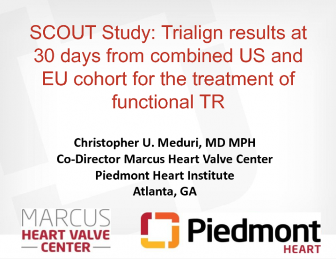 TCT-74: SCOUT Study: Trialign results at 30 days from combined US and EU cohort for the treatment of functional TR