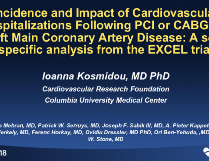 TCT-35: Impact of Cardiovascular Rehospitalizations Following PCI vs CABG for Left Main Coronary Artery Disease: A Sex-Specific Analysis From the EXCEL Trial