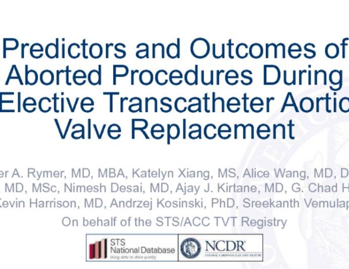 TCT-7: Predictors and Outcomes of Aborted Procedures During Elective Transcatheter Aortic Valve Replacement