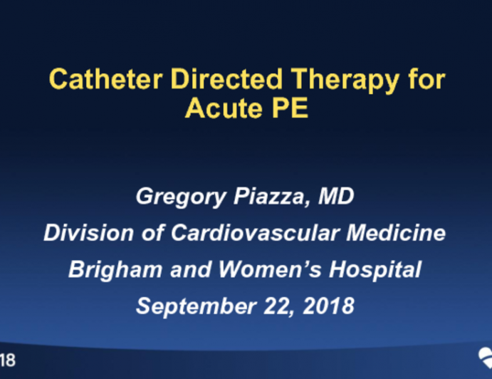 Catheter Directed Therapy for Acute PE
